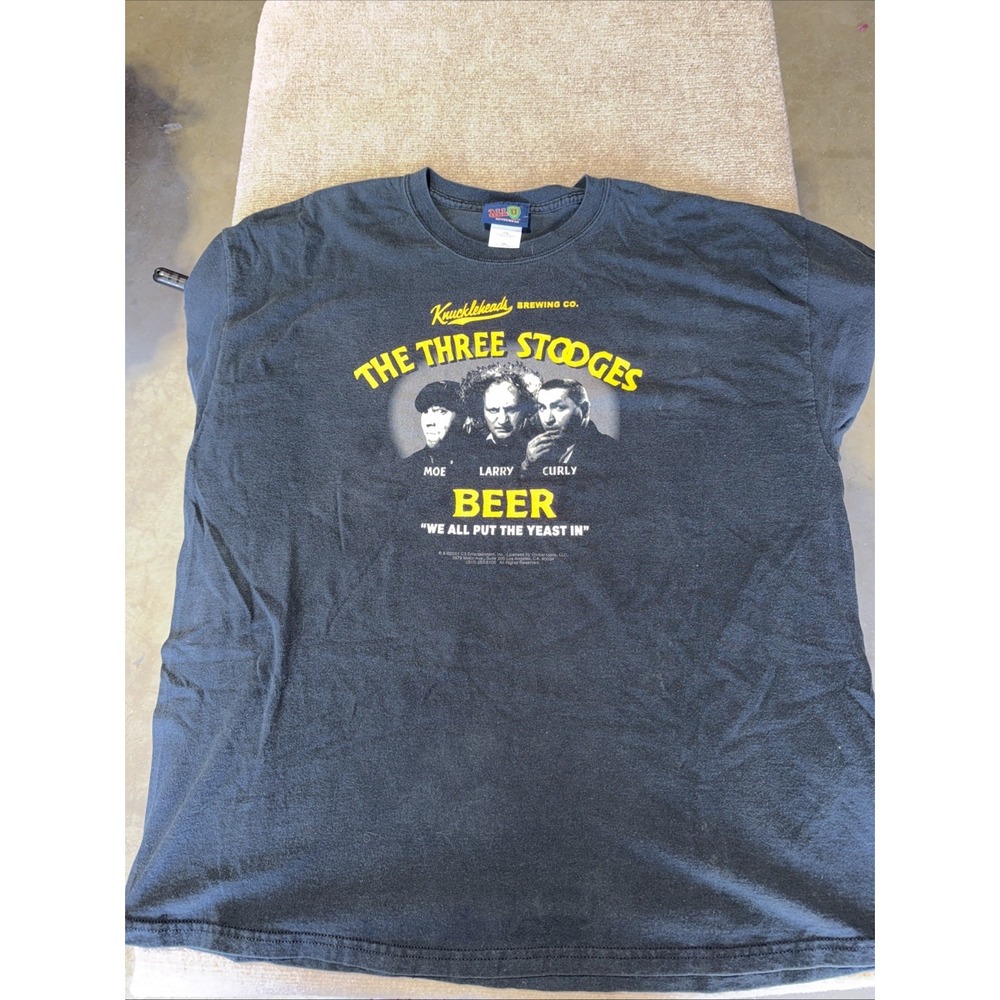 Vintage 2001 THE THREE STOOGES BEER KNUCKLEHEADS BREWING T-Shirt XXL